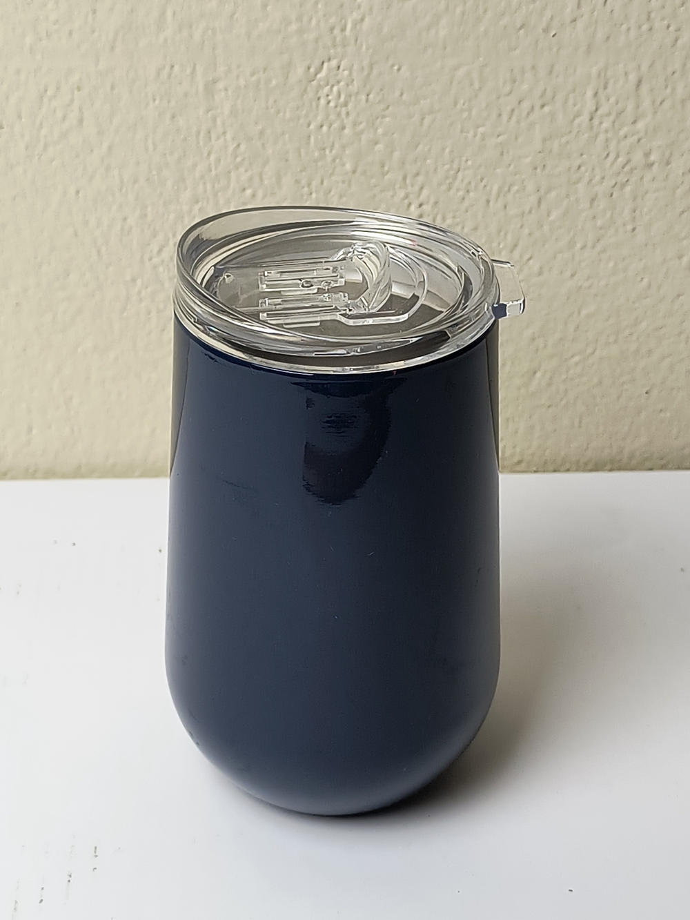 Insulated Navy Blue Stainless Steel Tumbler with Clear Lid -16Oz  Cold & Hot